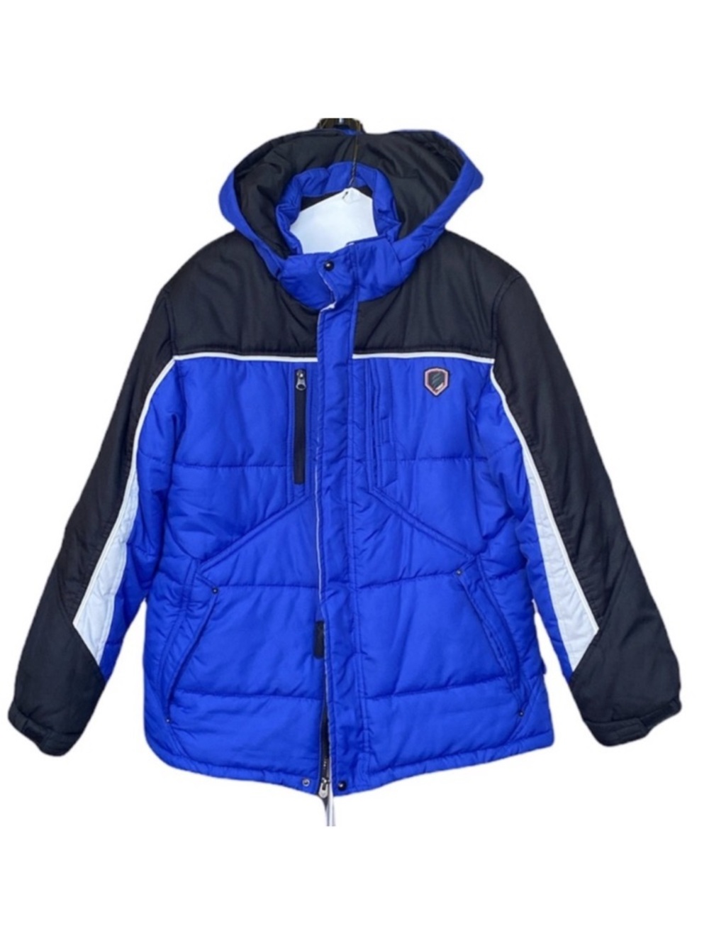 Protection System Unisex Ski Snow Winter Hooded Jacket Blue/Black size 14/16 Yr